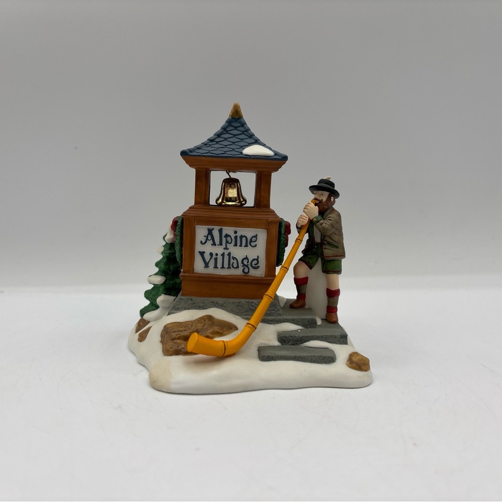 Dept 56 1995 Vintage HVC Alpenhorn Player Alpine Village Sign 56182 Retired EUC